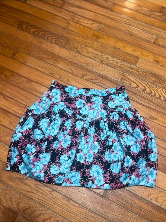 Zara Dresses & Skirts - Zara Black Skirt with Turquoise Floral Print